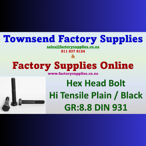 Hex Head Bolt Hi Tensile Plain/Black Gr: 8.8 DIN931