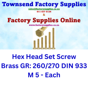 Hex Head Set Screw Brass M 5 - Each