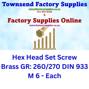 Hex Head Set Screw Brass M 6 - Each