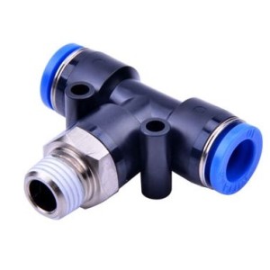 Pneumatic Fitting - Push In Tee Piece (Tube To Tube To Male Thread)
